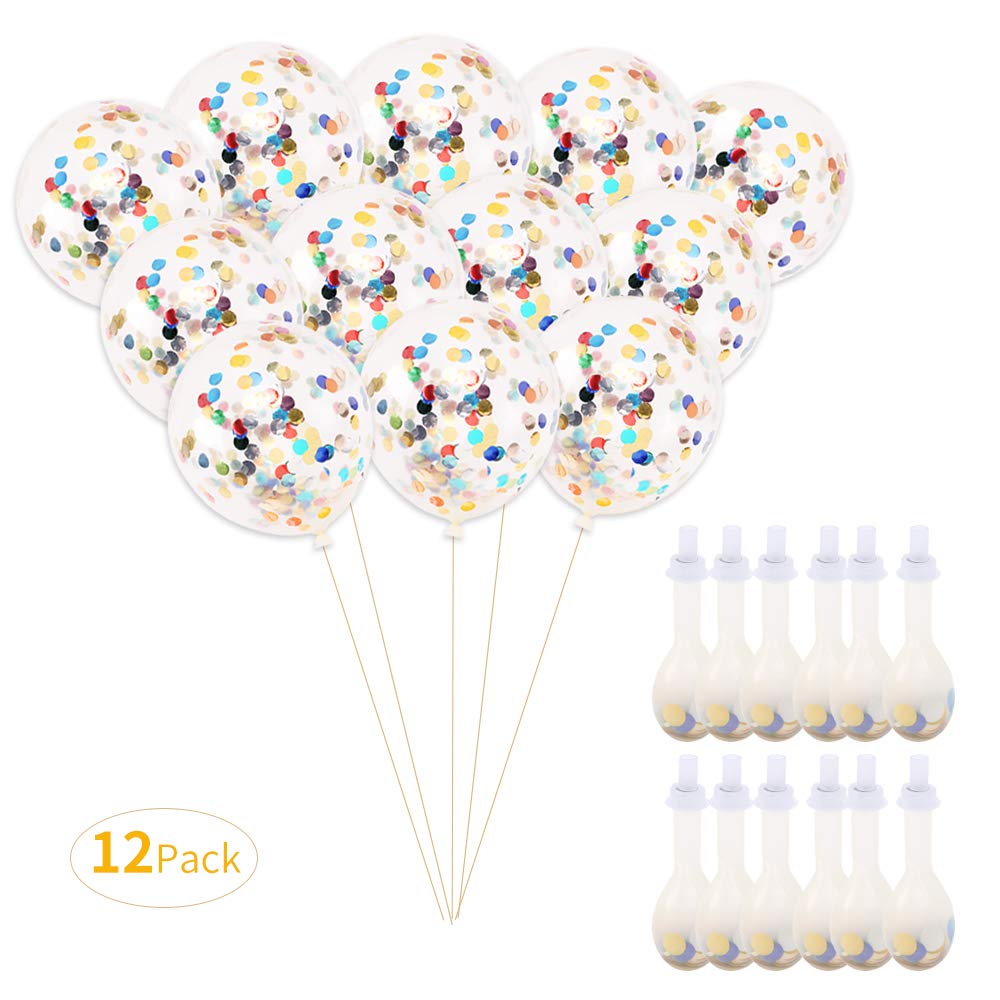 ChristmasEXP 12 Pieces of Confetti Balloons, 12 inch Party Balloons with Confetti dot Ornaments Wedding Decorations