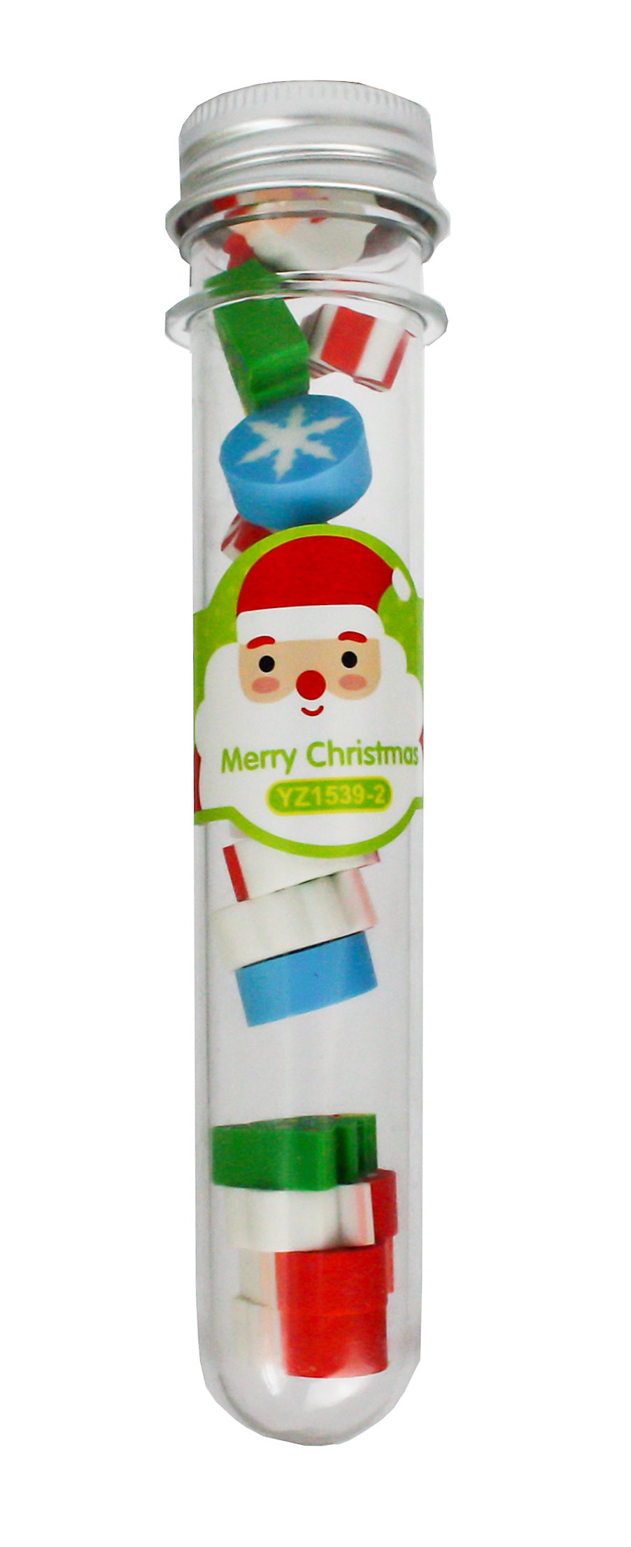 Emartbuy Christmas Mini Erasers – Pack of 2 Tubes with 17 Holiday-Themed Erasers Each - Santa, Snowman, Tree & More - Fun Gift for Kids & Classrooms