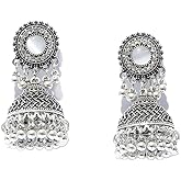 Boho Bell Chandelier Dangle Earrings for Women Girls Turquoise Vintage Crystal Beaded Tassel Drop Dangling Earring Stud Post Pin for Jhumka Jhumki Traditional Indian Wedding Jewelry