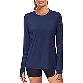 MAGCOMSEN Women's Long Sleeve Rash Guard Tshirts UPF 80+ Quick Dry Sun Shirts Swim Running Workout Tops with Thumb Holes