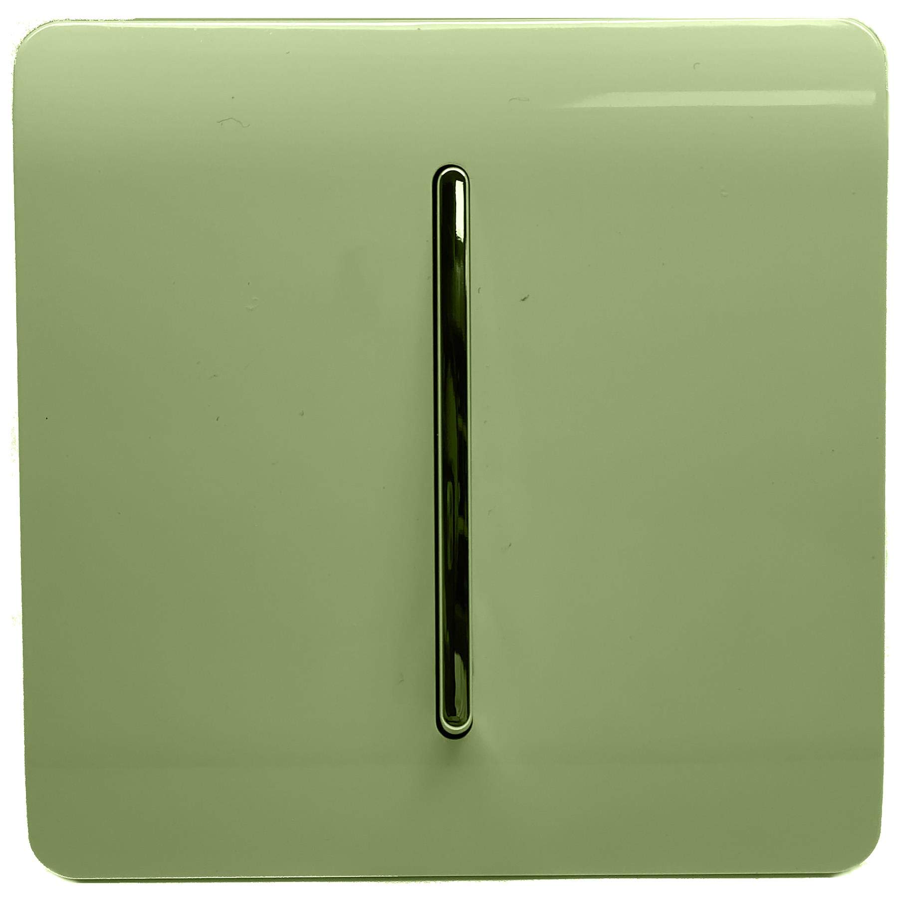 Trendi 1 Gang 2 Way 240V Screwless Raised Front Plate Plastic Artistic Modern Glossy 10 Amp Chrome Rocker Single Electrical Wall Light Switch Moss Green - ART-SS2MG