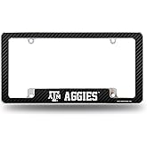 Rico Industries NCAA Carbon Fiber 12" x 6" Chrome All Over Automotive License Plate Frame for Car/Truck/SUV
