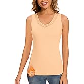 LEYSHE Thermal Tank Underwear Top V Neck Fleece Shirt Cami Sleeveless Adjustable Strap Warm Undershirt Women Cold Weather