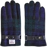 TAILORMAP Harris Tweed Winter Warm Touchscreen Warm Driving Lambskin Leather Gloves