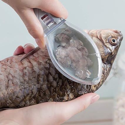 Mqupin Fish Clean Scales With Cover Fish Skin Brush Scraping Fish Skin Remover Scaler Knife Creative Fish Scaler Scraper Kitchen Cooking Tools - 