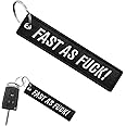 DXNQ Personalized Keychain, Customize Keychain, Embroidery Tag Keychain, Fob Key Ring Accessories for Car Motorcycle Scooter (FAST AS FUCK)