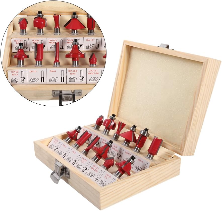 TOPINCN Router Bits Shank Cemented Carbide Groove Router Bit Shank Cutter Bit Set In Wood Case Box Woodworking Tools 8Mm 12Pcs - Image 4
