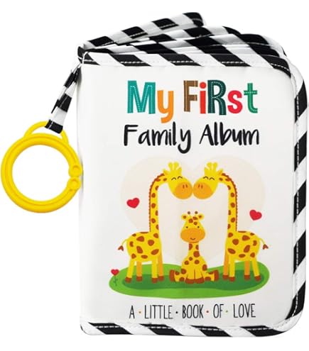 Urban Kiddy Baby's First Family Album - Soft Cloth Photo Book With Mirror, Dinosaur Theme