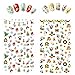 Fanme Christmas Nail Stickers 3D Nail Art Tattoo Decals DIY Nail Art Decoration Self-adhesive Tip Stickers 4Sheets (Christmas)