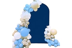 FIVENL Spandex Fitted Wedding Arch Cover 6.6FT Navy Blue Arch Backdrop Cover, Round Top Chiara Backdrop Stand Covers for Wedding Birthday Party Baby Shower Banquet Arch Decoration (Navy Blue, 6.6FT)