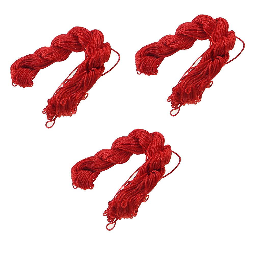 Perlin 30 Metres Macrame Yarn 1 mm Cord Nylon Jewellery Cord Jewellery Thread for DIY Crafts Red
