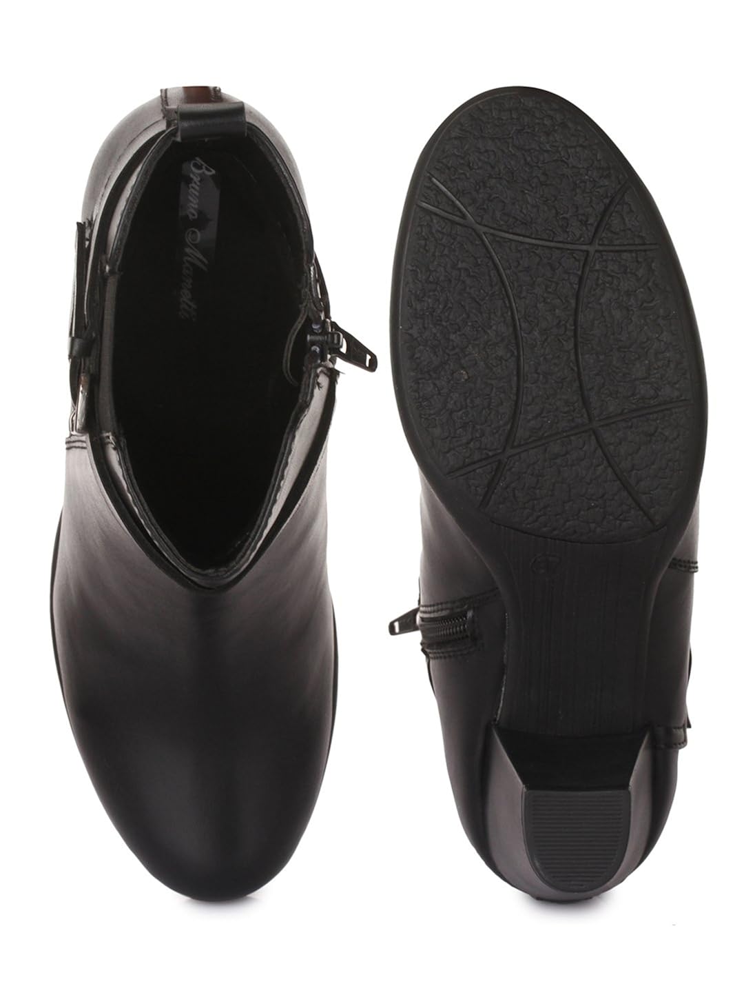 bruno manetti women (ay-110) black synthetic leather heeled boots