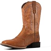 SUREWAY Men's Cowboy Boots, Square Toe Pull On Soft Toe Western Boot | 10 Inch Classic men's wellington work boots,slip resistant outsole,durable,pull-on design for daily and western casual wear