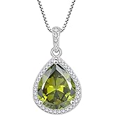 FJ Teardrop Pendant Necklace 925 Sterling Silver Birthstone Jewelry Gifts for Women