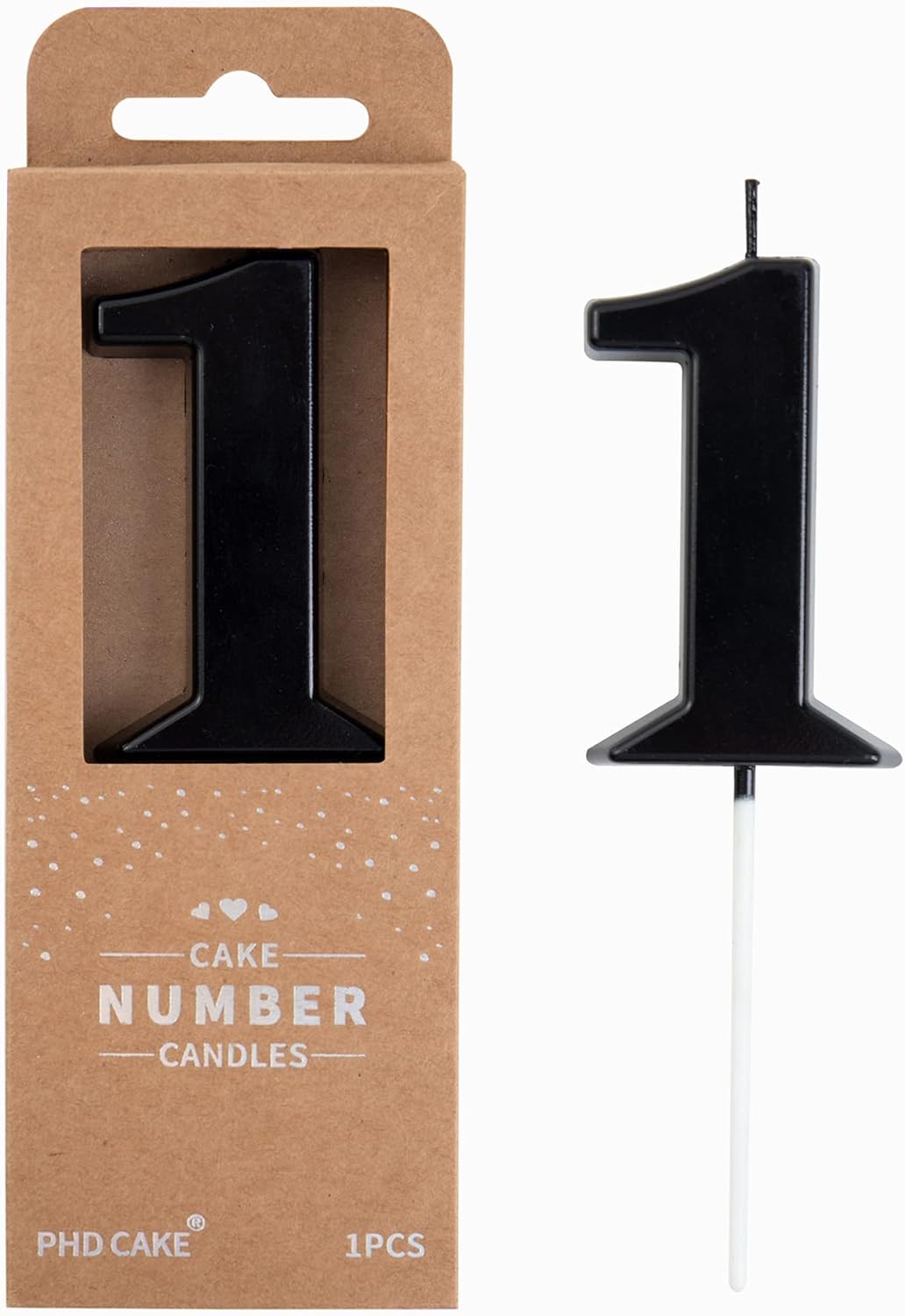 Candles & Holders - PHD CAKE 2.76 Inch Modern Black 1 Number Birthday Candles, Black Number Candles, Cake Number Candles, Party Celebration