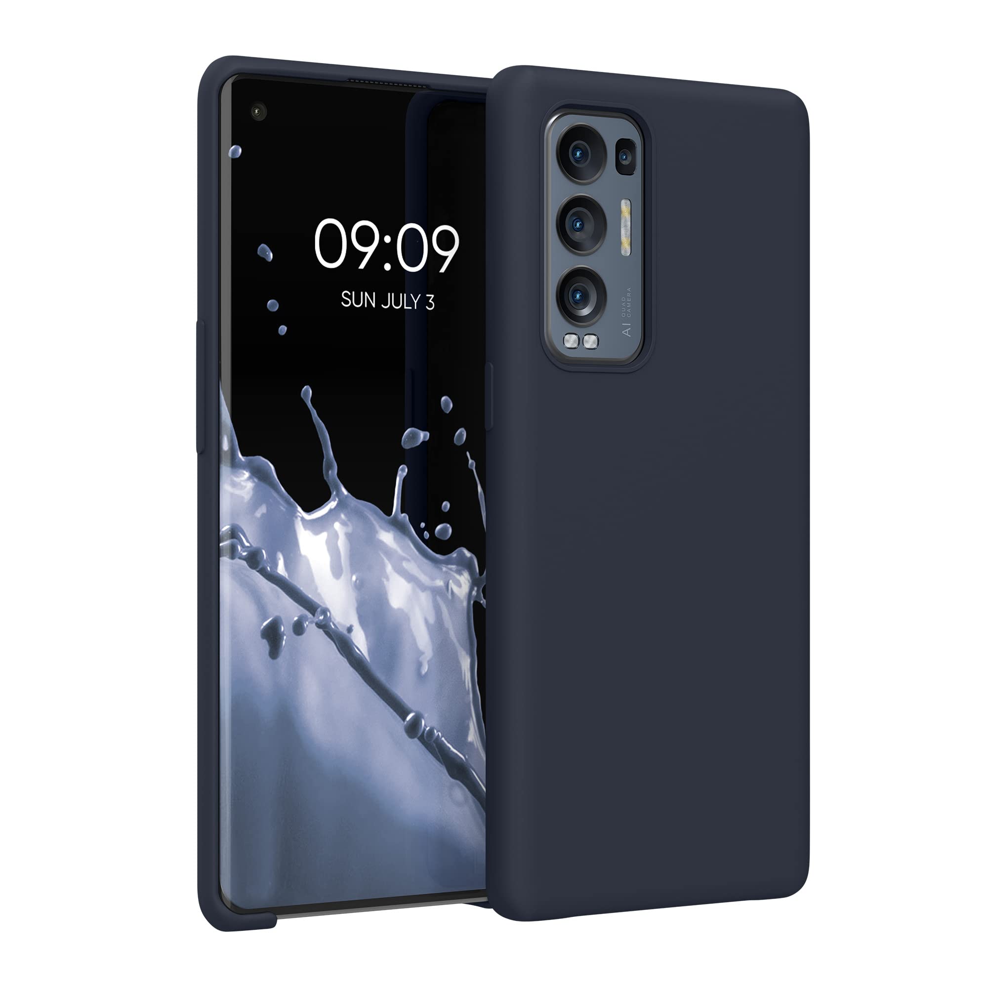 kwmobile Case for Oppo Find X3 Neo Case - Soft Cover - Shockproof Silicone - Wireless Charging Blueberry