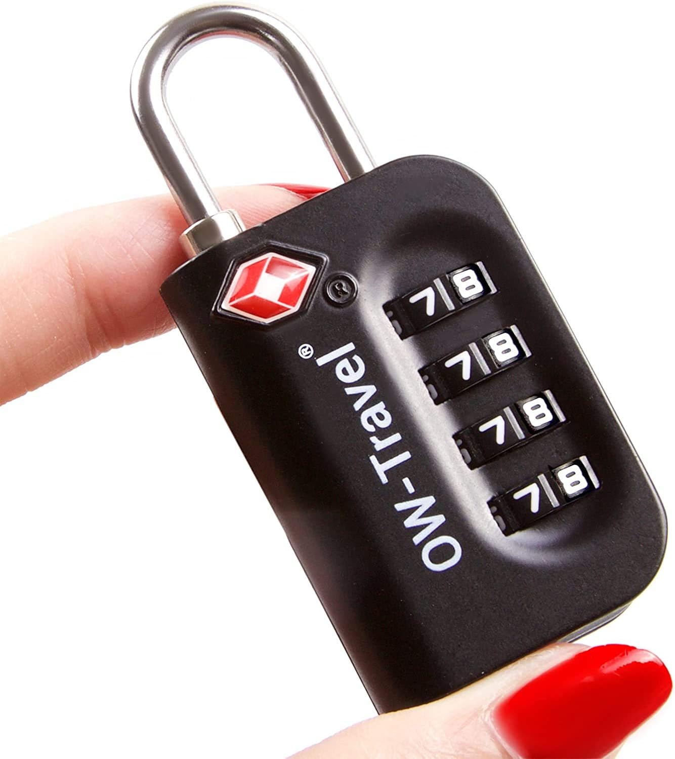 OW-Travel TSA Approved Luggage Locks Suitcase Locks (2 Pack Black) 4 Digit Security Suitcase Padlock. Travel Bag Combination Luggage Padlocks for Suitcases. TSA Travel Lock for Bags and Cases - Image 3