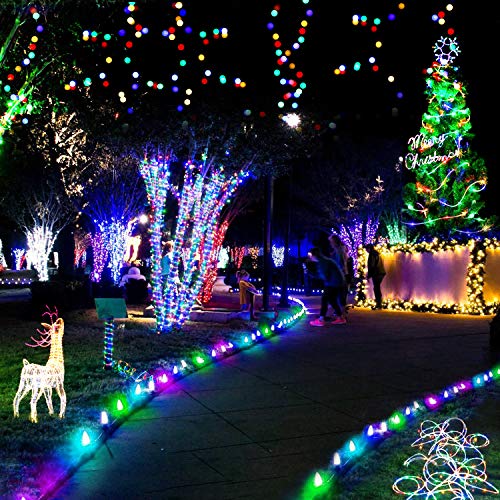 99Ft LED Rope Lights Outdoor, 500 LEDs Fairy String Lights Plug in 8 Modes, Dimmable, Super Durable, Waterproof String Lights Outdoor Indoor for Patio Wedding Christmas, 2 Remote Control (Multicolor)