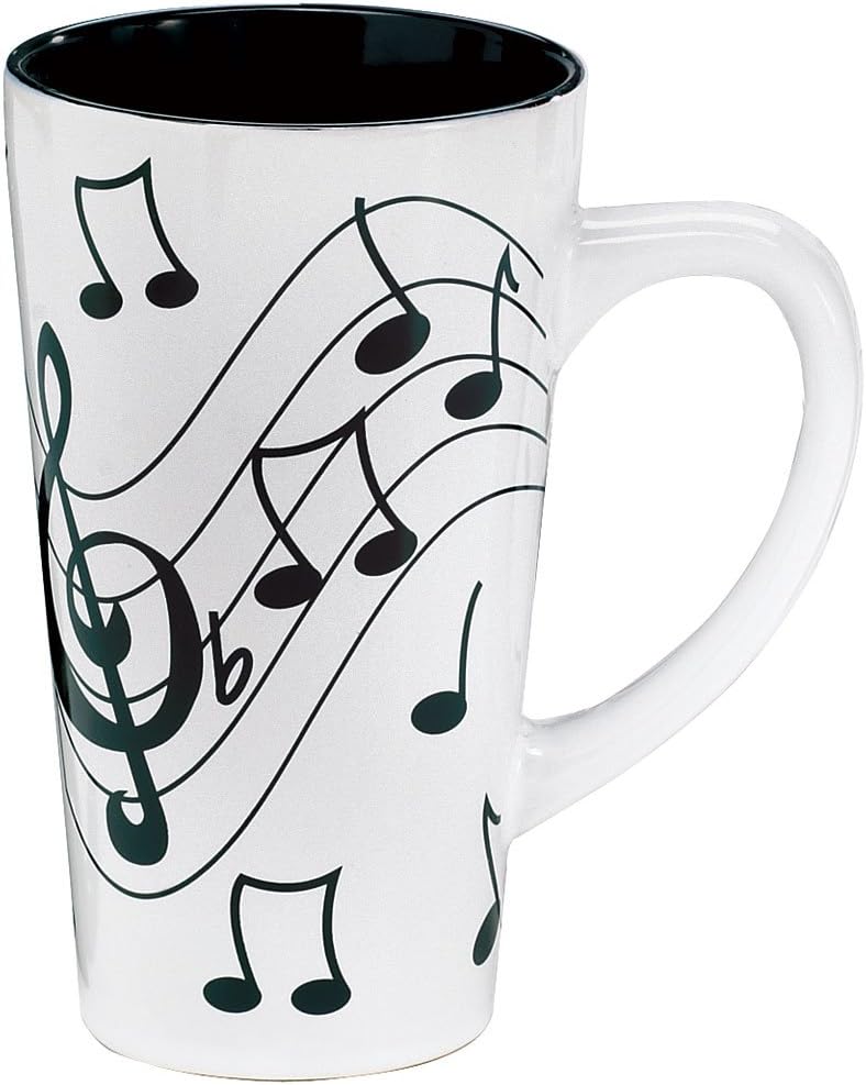 Musical Note Jazz Ceramic Coffee/Tea Travel Mug Treble Clef - 16 Oz