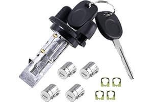 DNGBYMX Ignition Switch Lock Cylinder with 4 Front Door Lock Cylinder Compatible with 2001 2002 2003 2004 2005 2006 2007 Chevy Express GMC Savana Van Replace OE# 704600 + 706591 X4 + 598007 X2 (No chip)