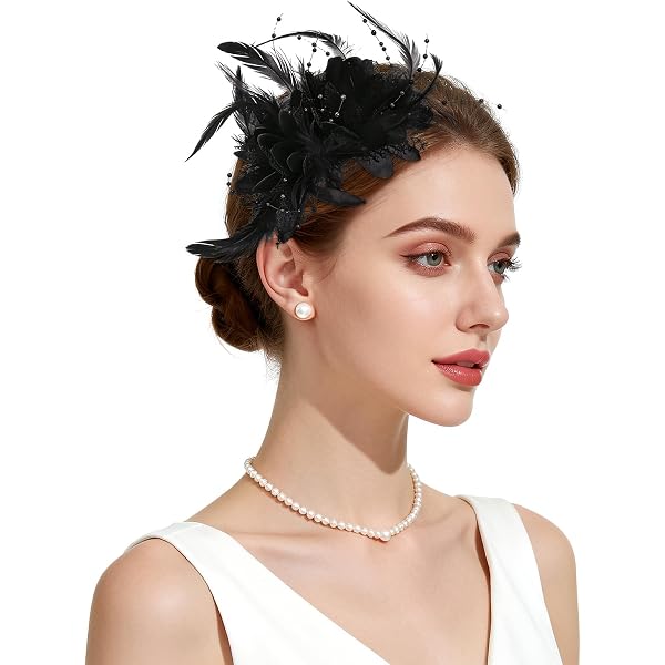 8792 Fascinator Hats For Women Ladies Feather Cocktail Party Bridal KATERYNA HAT - Ivory and Pheasant Feather - Gold Coast Couture main image 4