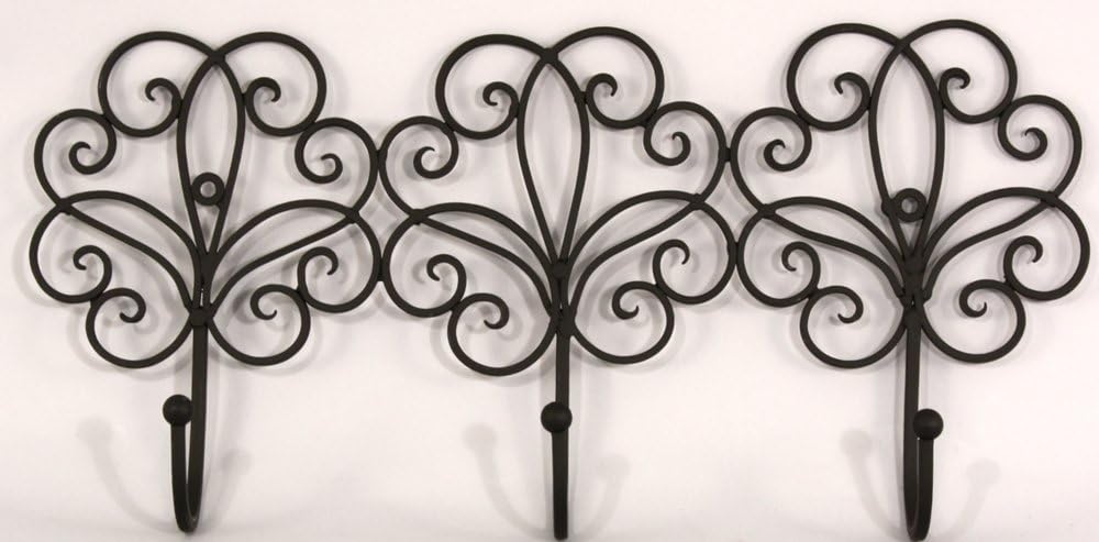 Black Scroll Design 3 Coat Hooks