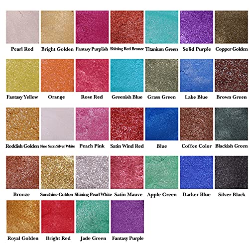 Mica Powder, 32 Colors Epoxy Resin Dye Set, SEISSO Natural Pigment