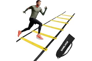 UAMLVCN Sport Agility Ladder Soccer Training with Equipment Bag Fitness or Speed Agility Training for Training Football Soccer Basketball Athletes and Teens or Kids Yellow/Red/Blue