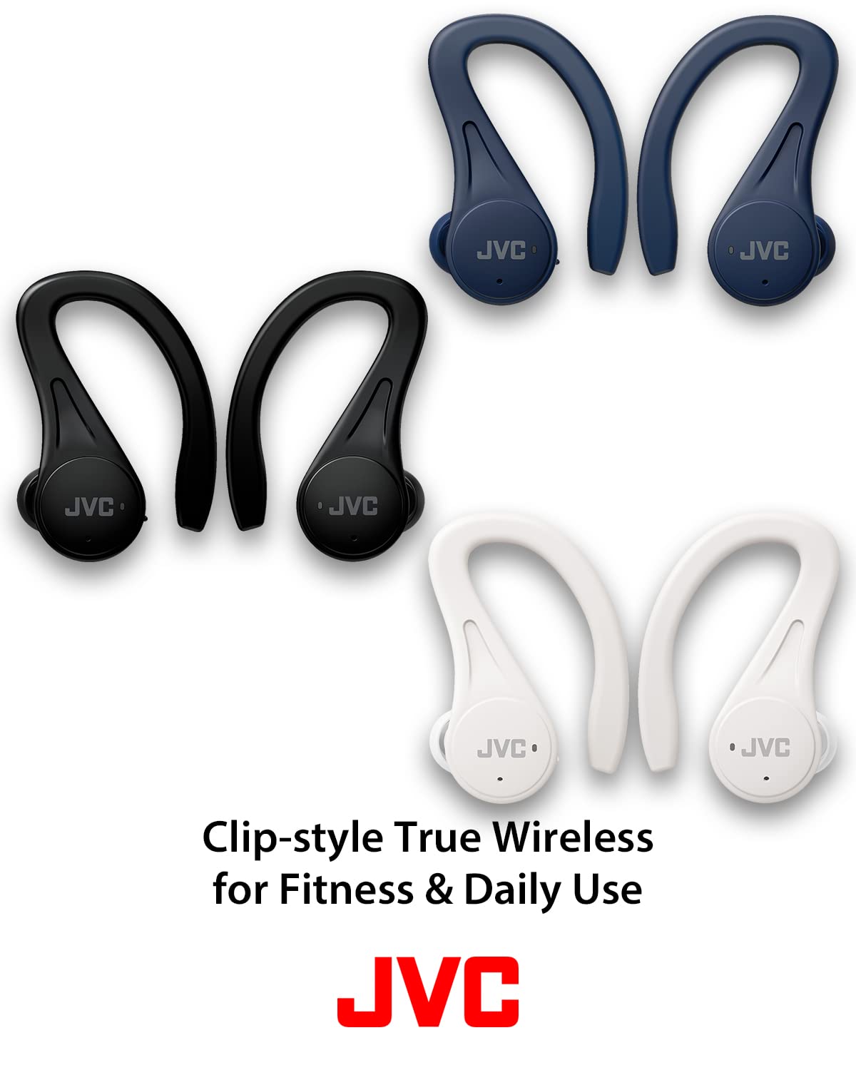 JVC Sport True Wireless Earbuds Headphones, Lightweight and Compact, Long Battery Life (up to 30 Hours), Sound with Neodymium Magnet Driver, Water Resistance (IPX5) - HAEC25TB (Black), Small