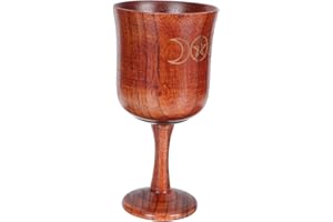 Kichvoe Three-Phase Moon Wooden Chalice Cup Religious Ornament Natural Wood Holy Grail Desktop Decor