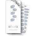 ohora Semi Cured Gel Nail Strips (N Felice) - Blue, Glitter, Works with Any UV/LED Lamps, Salon-Quality, Long Lasting, Easy to Apply & Remove - Includes 2 Prep Pads, Nail File & Wooden Stick