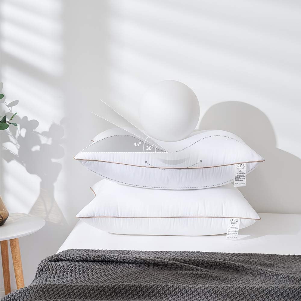 OVX Pillows for Sleeping Set of 2 Hypoallergenic Gel Hotel Pillows, Down Alternative -High Great Support for Side/Back Sleeper--Standard: Kitchen & Dining