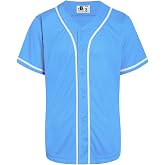 DEHANER Plain Baseball Jerseys for Men Women Button Down Softball Shirts | Button Up Hip Hop Hipster T-Shirts,Classic Practice Sports Uniforms,Custom Casual Outfits,Solid Color Breathable Loose Fit