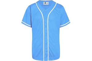 D DEHANER DEHANER Plain Blank Baseball Jerseys for Men Women Adult Hip Hop Hipster Button Down Shirts Sports Uniforms Outfits