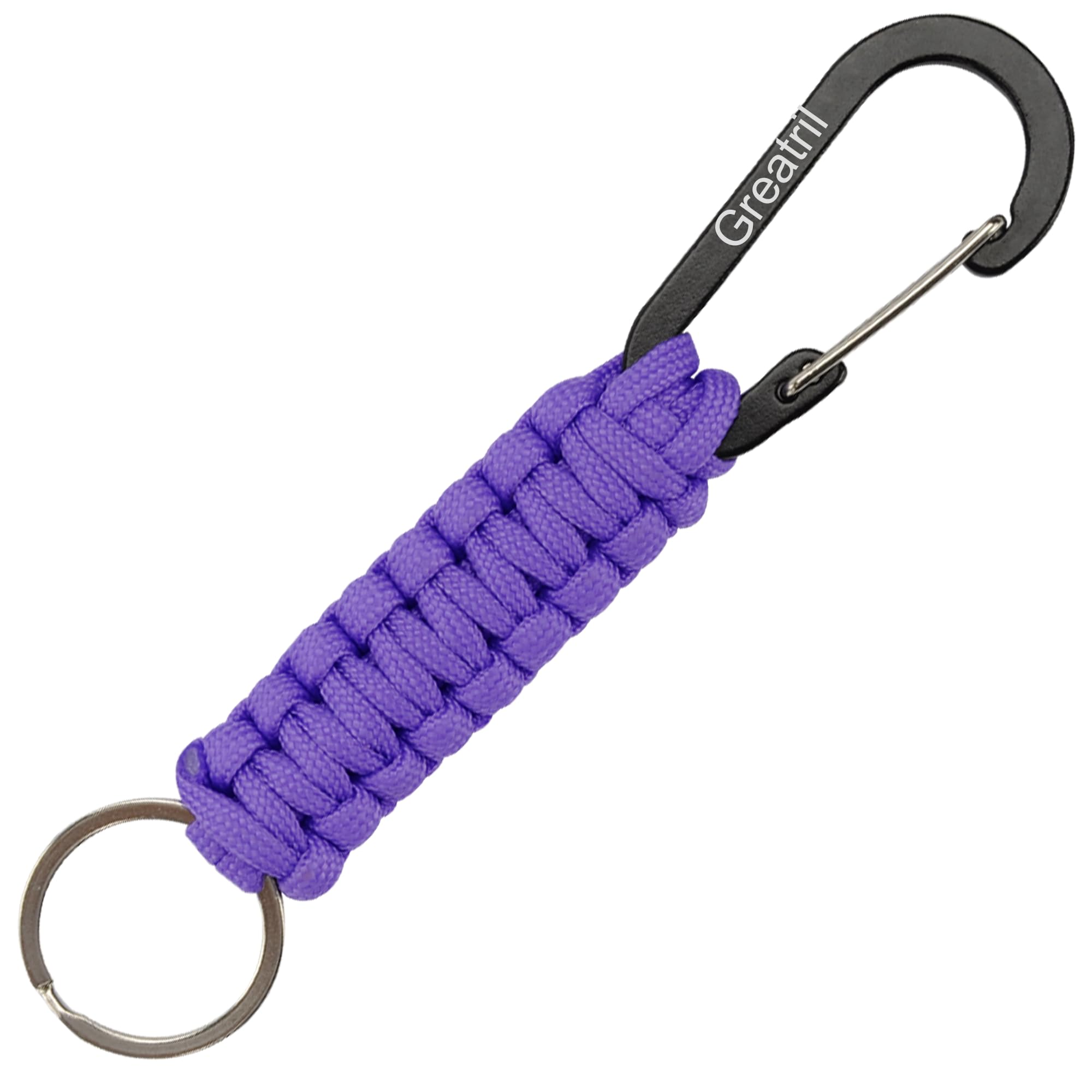 Keychain Keyring with Carabiner - GREATRIL Paracord Key Chain Hanger Carabiners Clips for Outdoor Boys/Girls/Men/Women (Purple)