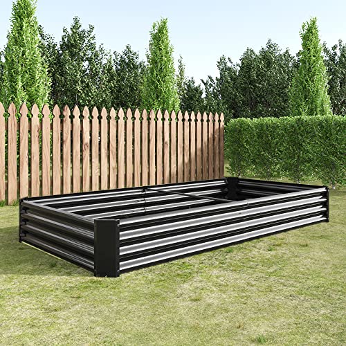 FOUBAM Galvanized Raised Garden Bed for Vegetables,Planter Raised Garden Boxes Outdoor,Metal Raised Garden Beds Steel Kit for Vegetables Flower Herb Patio Black Rectangle