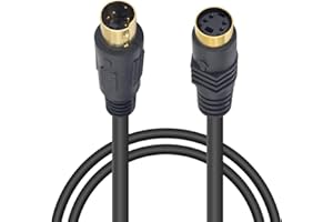 Poyiccot S-Video Extension Cable, Mini DIN 4 Pin S-Video Cable Male to Female Gold Plated Connecor, Mini DIN 4 Pin Male to Female Cable for TV, S-VHS, VCRs, DVD, Camcorders, Video Cards, 6ft
