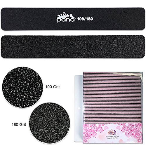 Pana Black Jumbo Size (Grit: 100 x 180, Pack of 50 Pieces) USA Professional Emery Board JUMBO Size Pink Center Nail Files