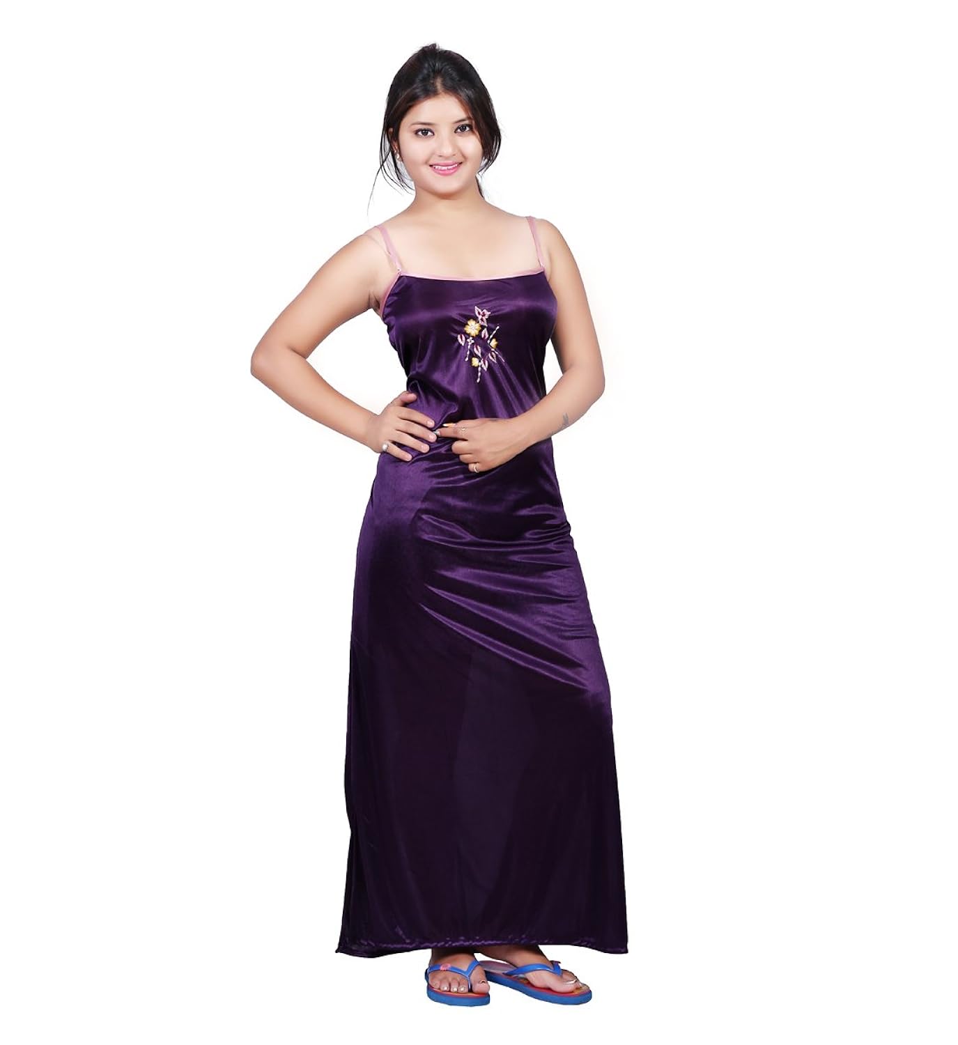 bailey women's satin combo of night dress (bailey0153_purple_free size)