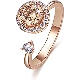 Fonsalette Fidget Ring Birthstone Rings for Women Thumb Rings Fidget Ring Women Rose Gold Ring Spinner Ring Anxiety Ring for Women Cubic Zirconia Ring