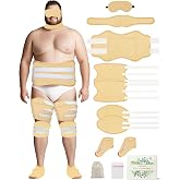 11PCS Plus Size Castor Oil Pack Kit - Reusable Full Body Wraps for Stomach, Neck, Eyes, Knees, Feet &amp; Legs | 3-Layer Flannel Cotton, Full Adhesive | Pain Relief, Liver Detox, Stress Relief (Khaki)