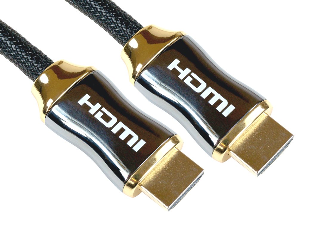 World of Data 5m HDMI v1.4 Cable - 4K 60Hz - Chrome Effect Metal Hood - Braided Nylon Lead - Gold Plated - HDMI Ethernet Channel - Audio Return Channel (ARC) - 3D - HDTV - ULTRA HD