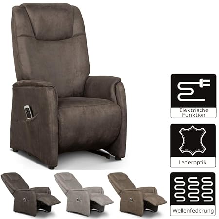 Cavadore Fernsehsessel Mamby / TV-Sessel elektrisch mit 2 Motoren zur Verstellung der Rückenlehne und Fußstütze / Ergonomie M