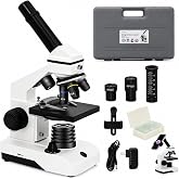 Wevision M2 Dual Power Supply Compound Monocular Microscope 40X-2000X for Adults &amp; Students All-Metal STEM Lab Kit with Glass Optics, Dual LED, Slides &amp; Carry Case