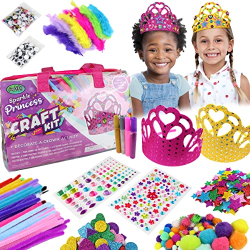 Craft Kit for Girls - 2 Princess Crowns to Decorate, Arts and Crafts for Kids Ages 6-12, Toys for 4-11 Year Old Girls
