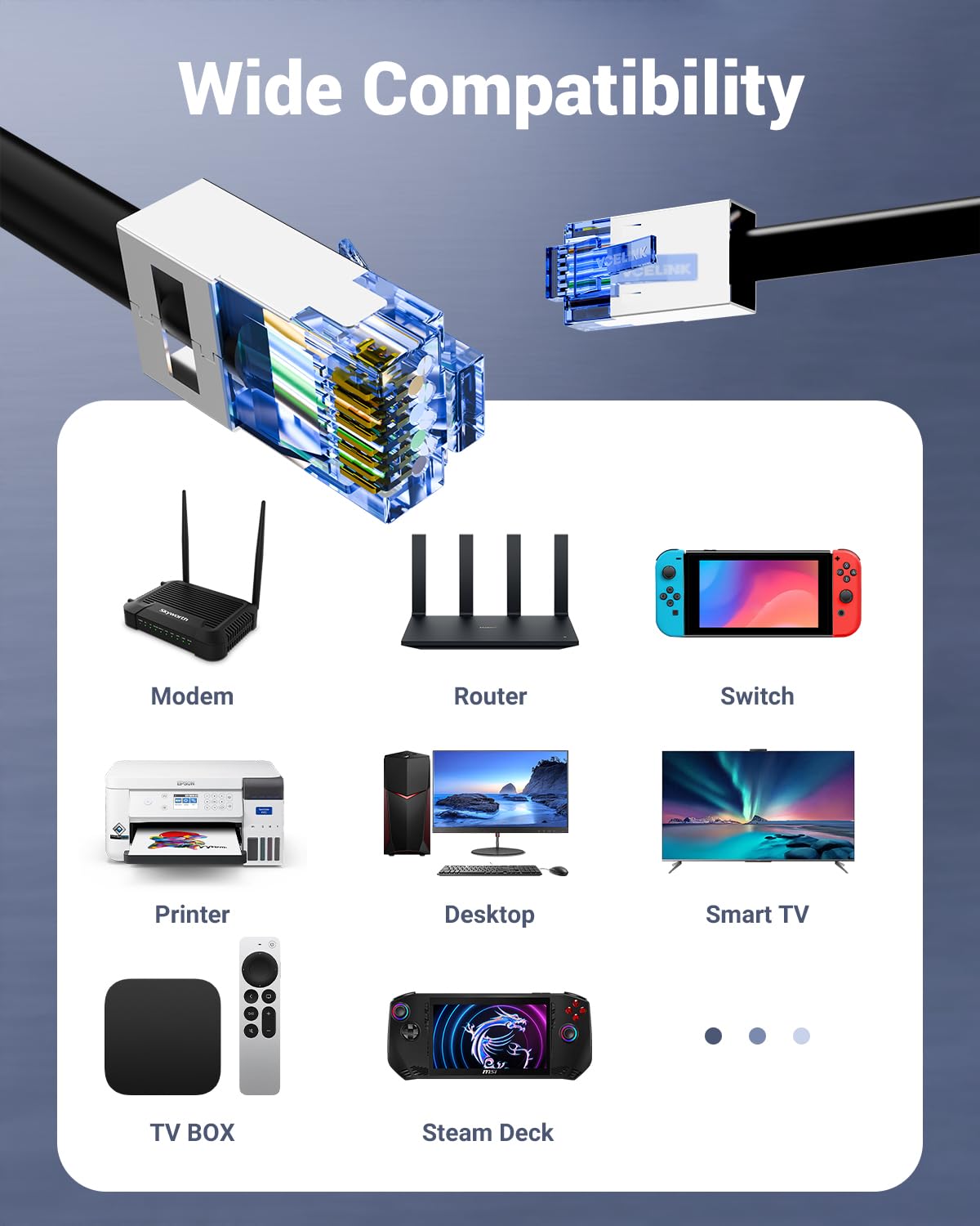 VCELINK Cat6A RJ45 Connector Shielded Non-Pass Through 25-Pack, Gold-Plated Modular Plug RJ45 Ends for Cat7/Cat6A STP/FTP Cable Solid and Stranded Ethernet Wire，Blue (RJ45 Connectors, 25 Pack)