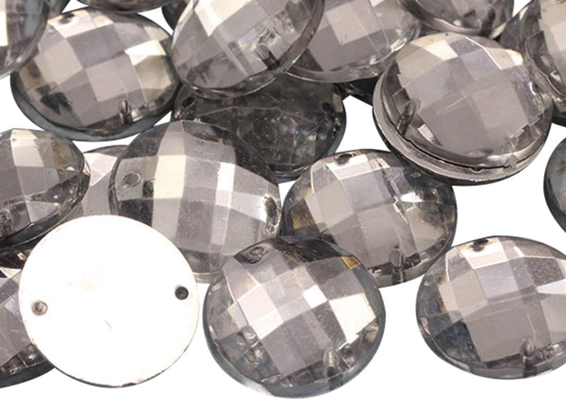 Allstarco 18mm Crystal Clear CH38 Flat Back Sew On Round Beads Acrylic Rhinestones Sewing Plastic Gems with Holes for Jewelry, Clothes, Garment Embelishments, Shoes, Cosplays, Crafts 30 Pieces