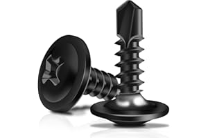 Marysino 100Pcs #8 x 1/2" Black Self Tapping Screws for Metal, 410 Stainless Steel, Sheet Metal Screws for Metal, Truss Head High-Strength Quick Tapping