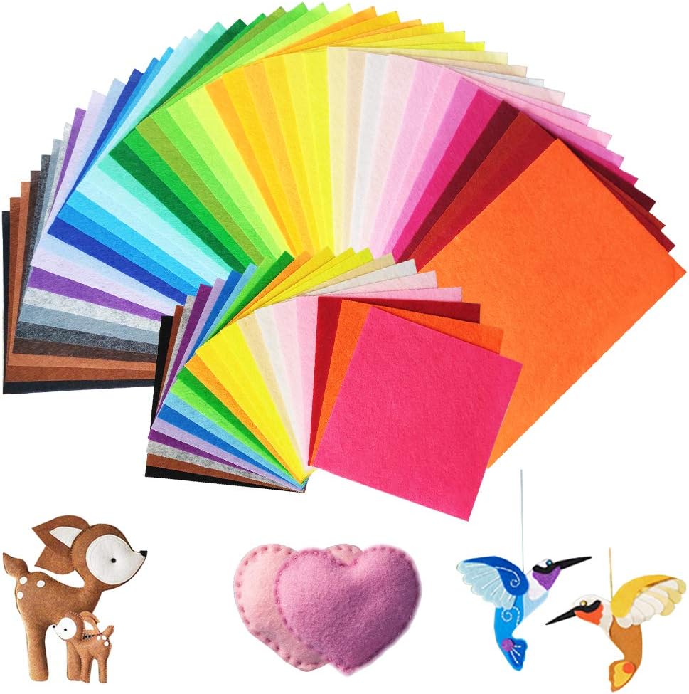 Koitoy 60Pcs Felt Sheets 40 Colors 20x30cm and 15x15cm DIY Fabric Craft