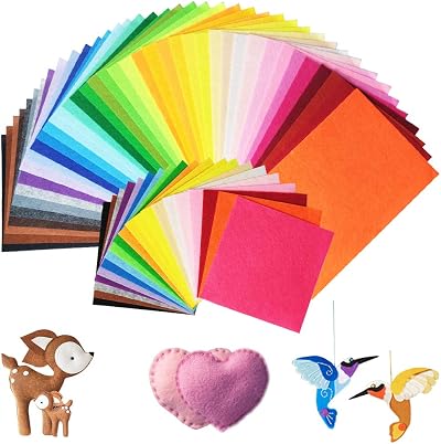 Koitoy 60Pcs Felt Sheets 40 Colors 20x30cm and 15x15cm DIY Fabric Craft